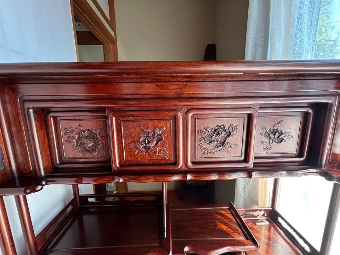 茶箪笥、飾り棚、茶棚、紫檀黒檀、アンティーク、レトロ、和風サイドボード、和食器棚