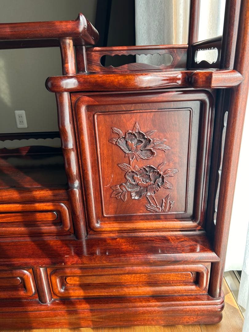 茶箪笥、飾り棚、茶棚、紫檀黒檀、アンティーク、レトロ、和風サイドボード、和食器棚