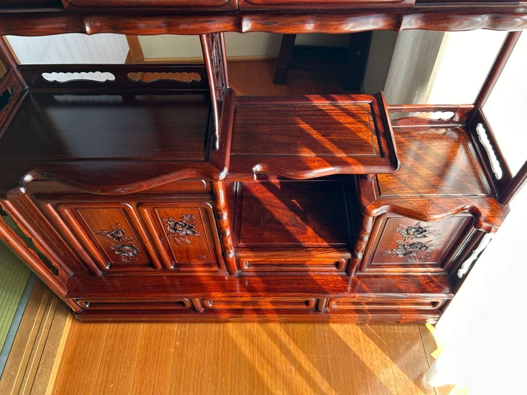 茶箪笥、飾り棚、茶棚、紫檀黒檀、アンティーク、レトロ、和風サイドボード、和食器棚