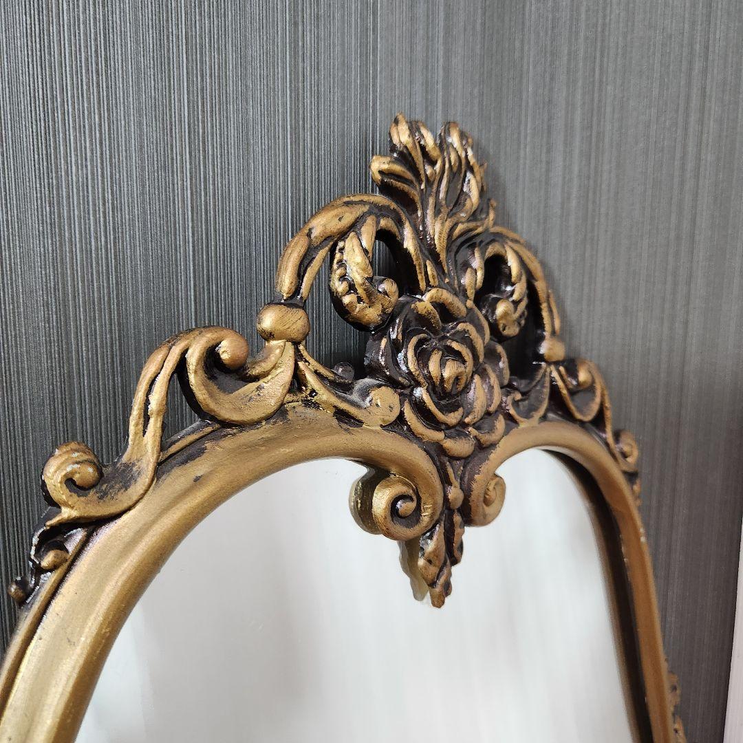 【高級感有り】ロココ調 アンティーク加工 玄関鏡　壁掛けミラー 姿見