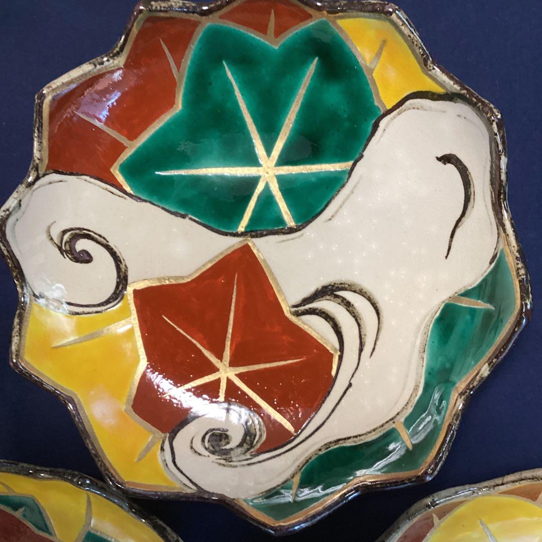 京焼乾山写竜田川向付5客　新品未使用