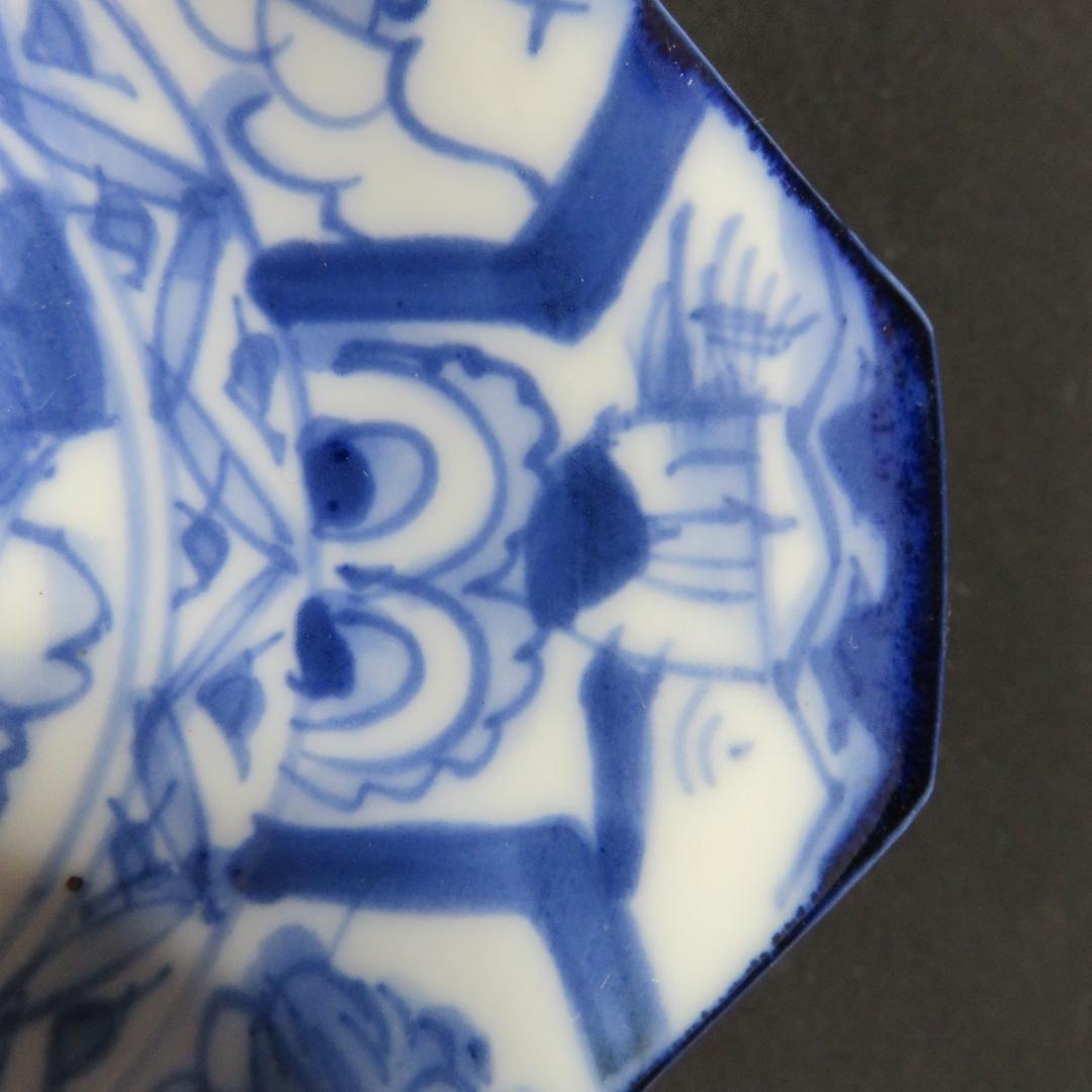 小皿 7枚 富士山 染付 古伊万里 山水 巻物 角皿 変形皿 江戸 バラ売り