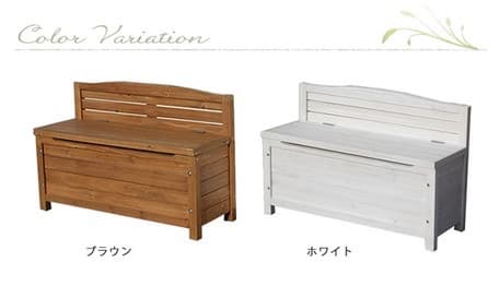 天然木ベンチストッカー 収納付 ベンチ ガーデニング プランター 庭 省スペース