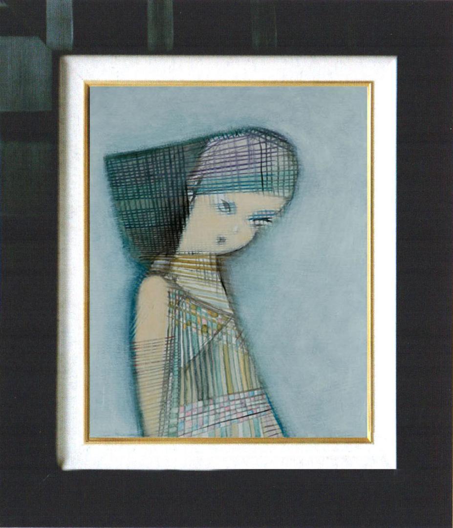 油絵 菅家令子 絵 絵画 インテリア 額付(銀) F4-071312 人物 女性