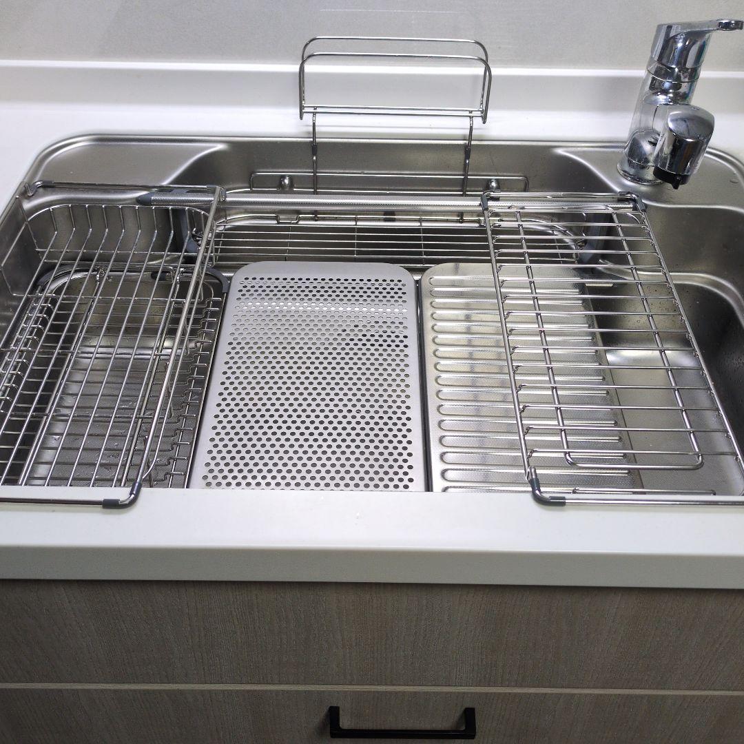 ステンレス製システムキッチン収納ラック５点 Wサポートシンク