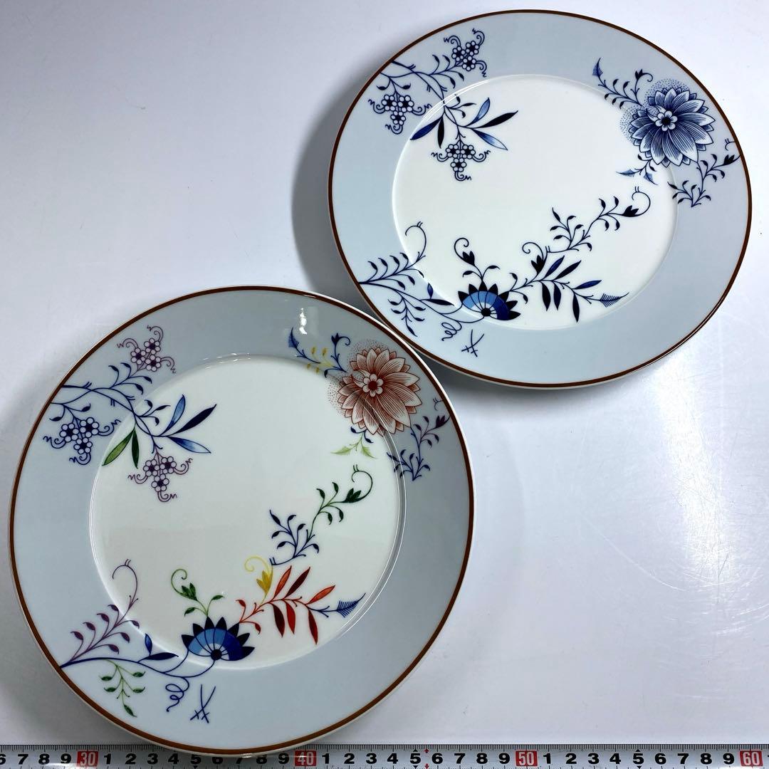 マイセン100周年記念プレート2枚お多福 共箱 約22㎝ 東Y7-0324☆1F