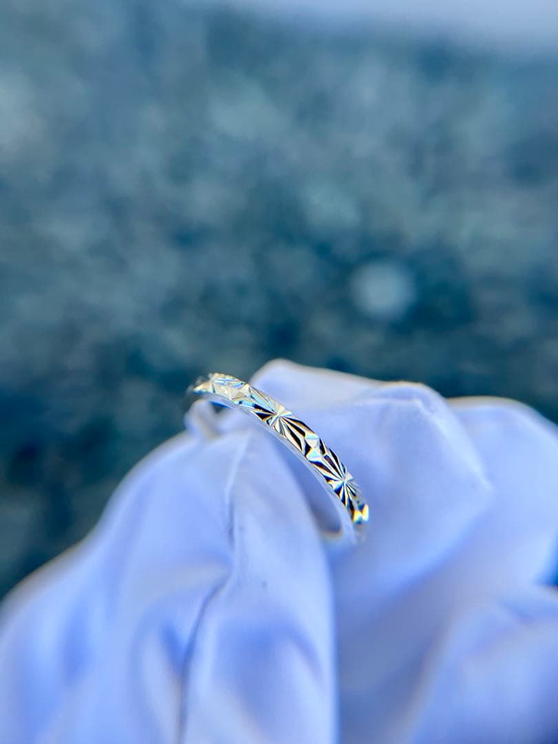 幾何学模様リング　彫金　エングレービング