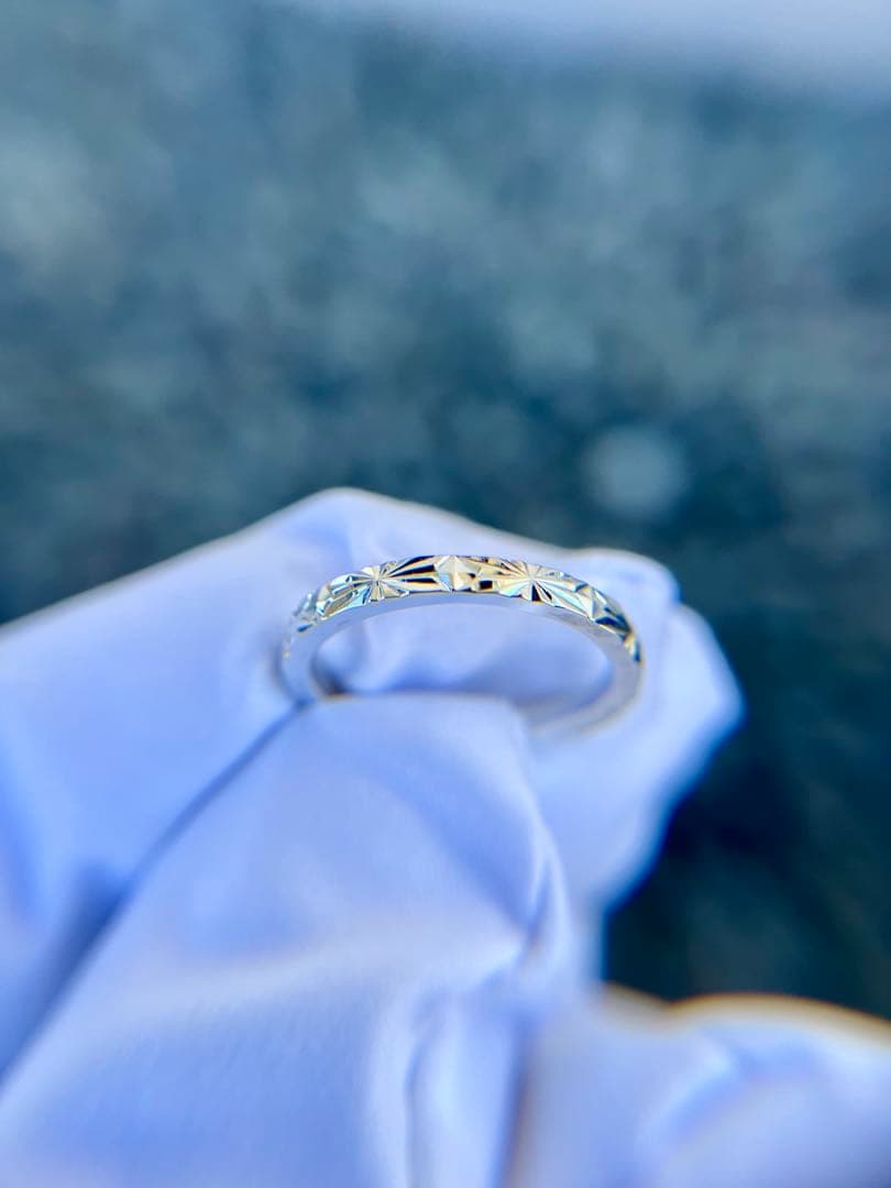 幾何学模様リング　彫金　エングレービング