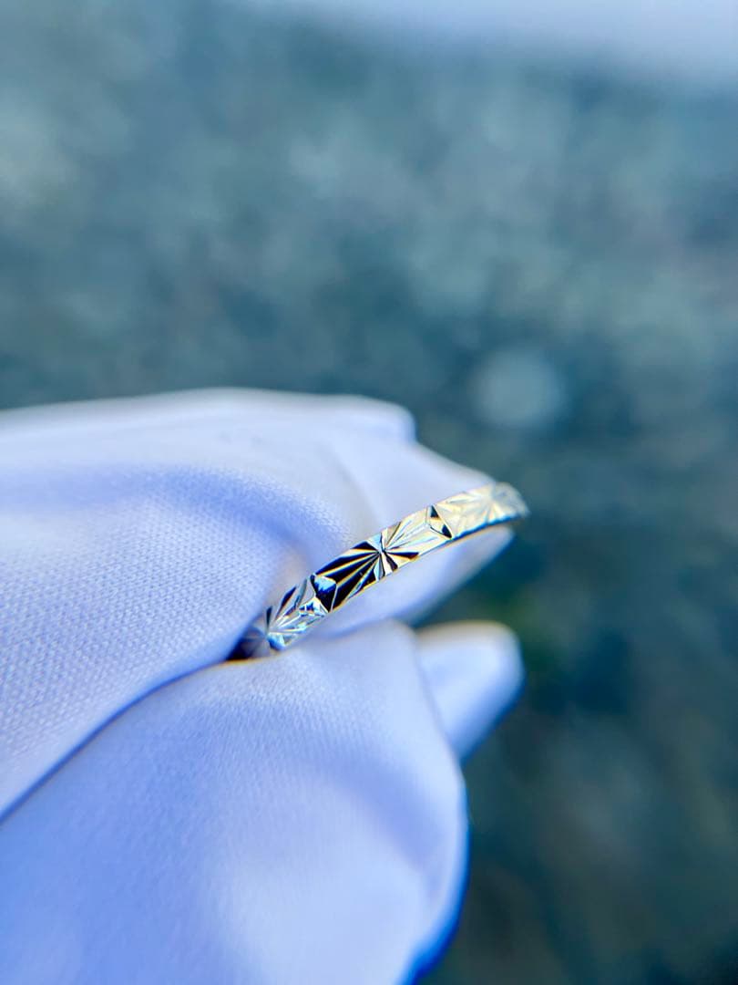 幾何学模様リング　彫金　エングレービング