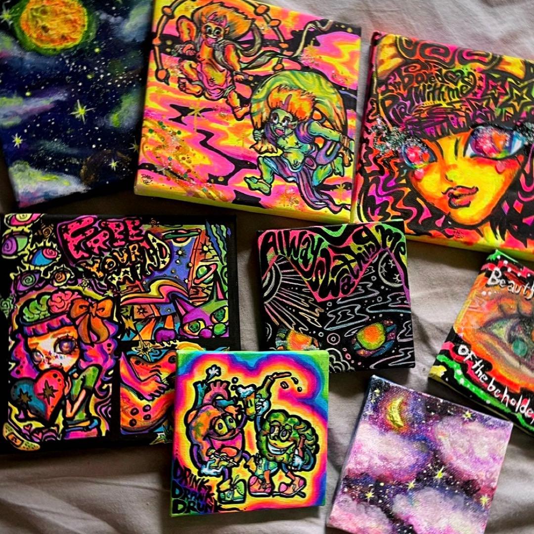 絵画 fujin raijin Psychedelic Japanese Art