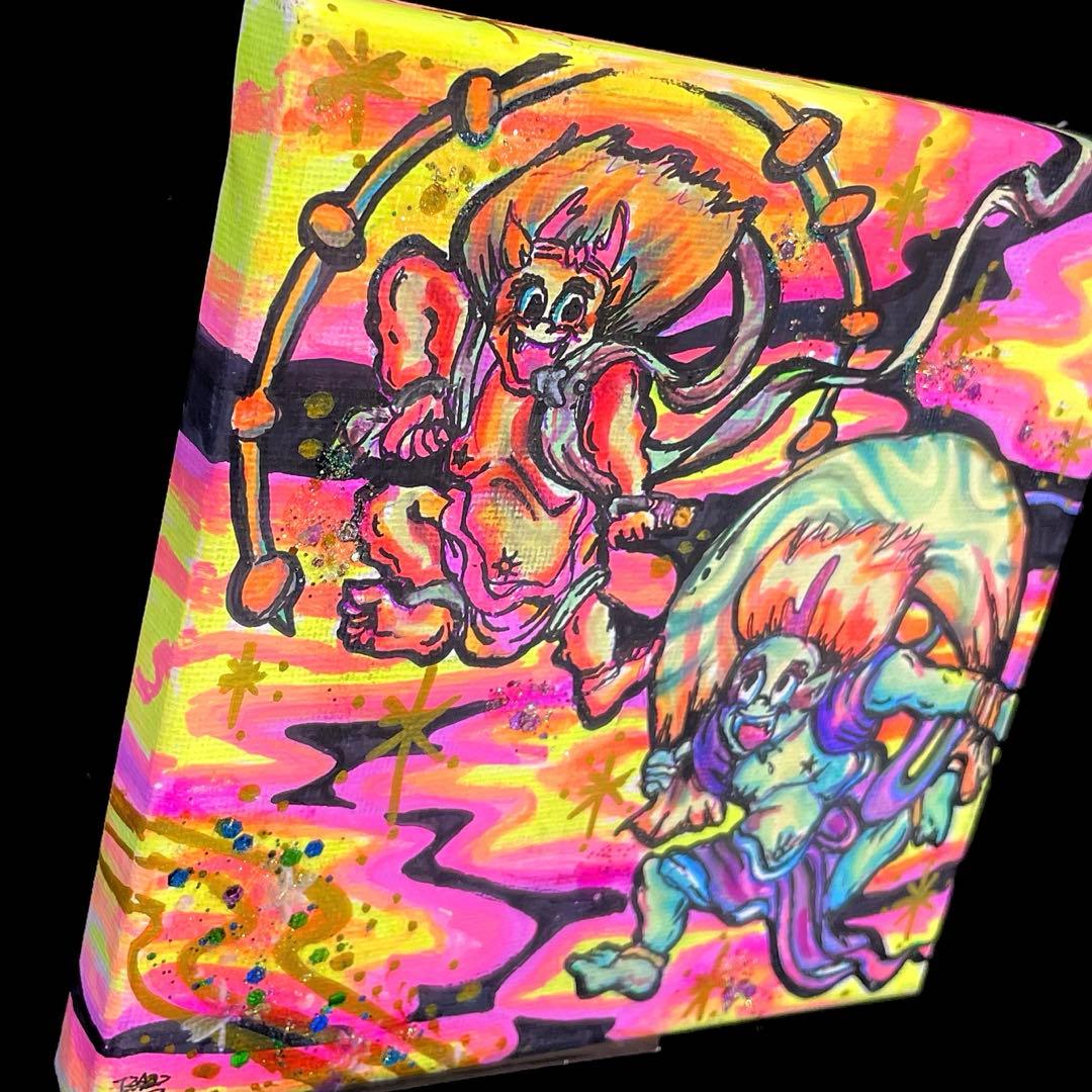 絵画 fujin raijin Psychedelic Japanese Art