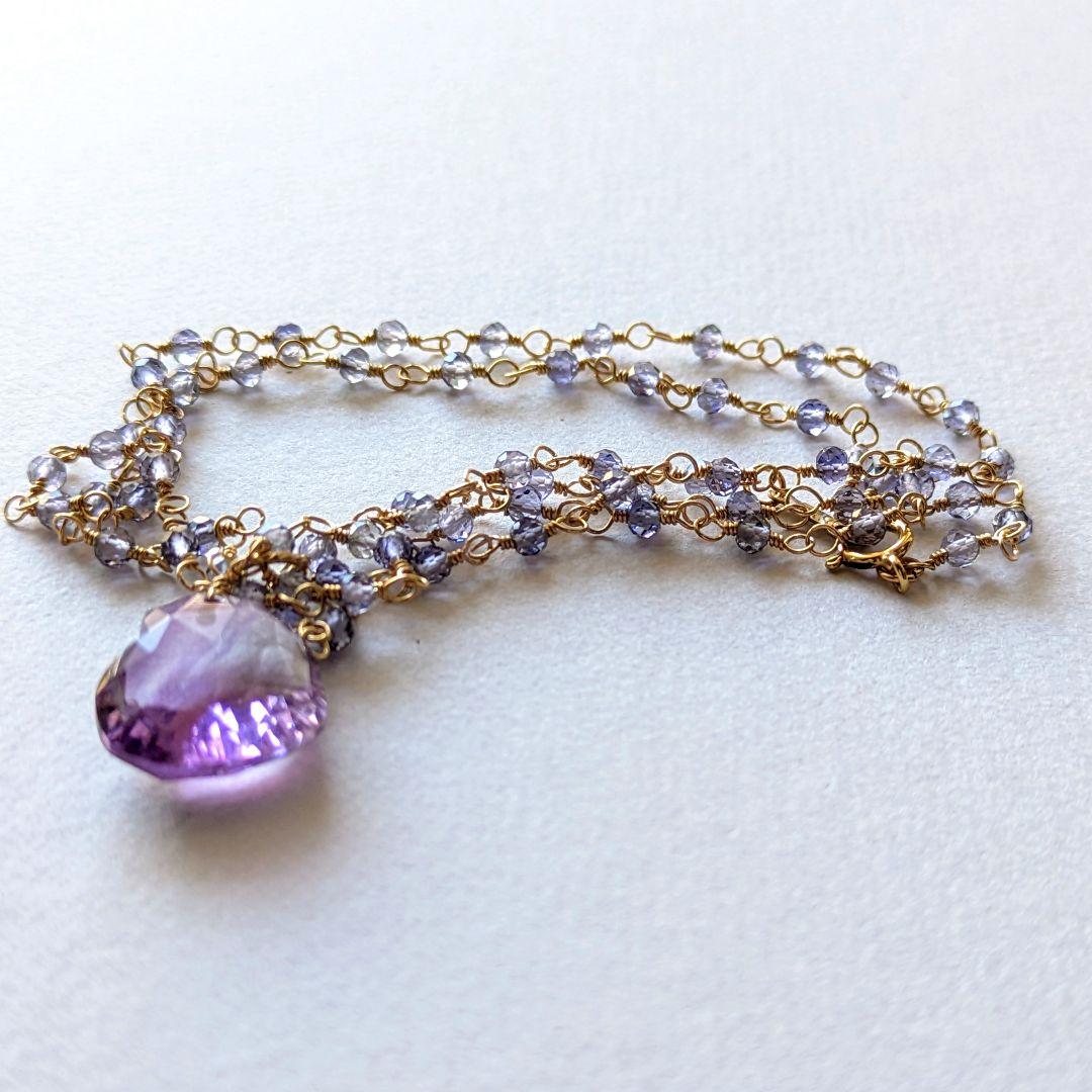 アメシストとアイオライトのきらめきを繋ぐネックレス ＊14kgf＊