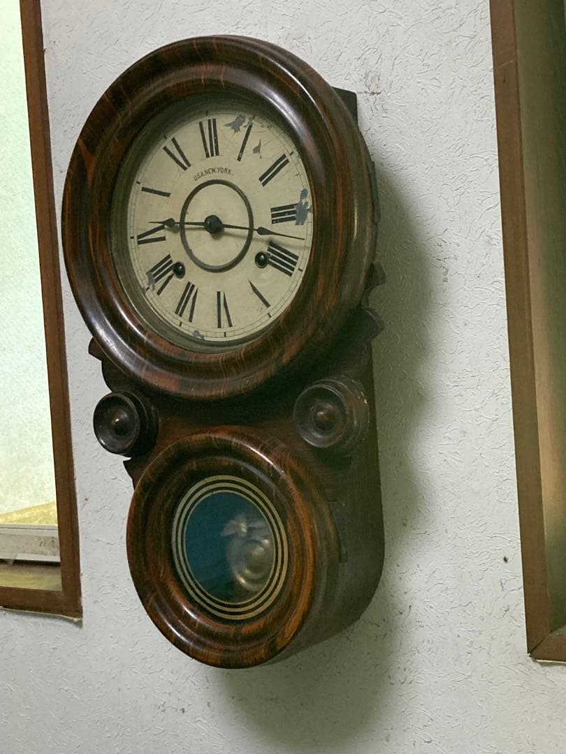 アンティークANSONIA 8日巻ダルマ柱時計 稼働中