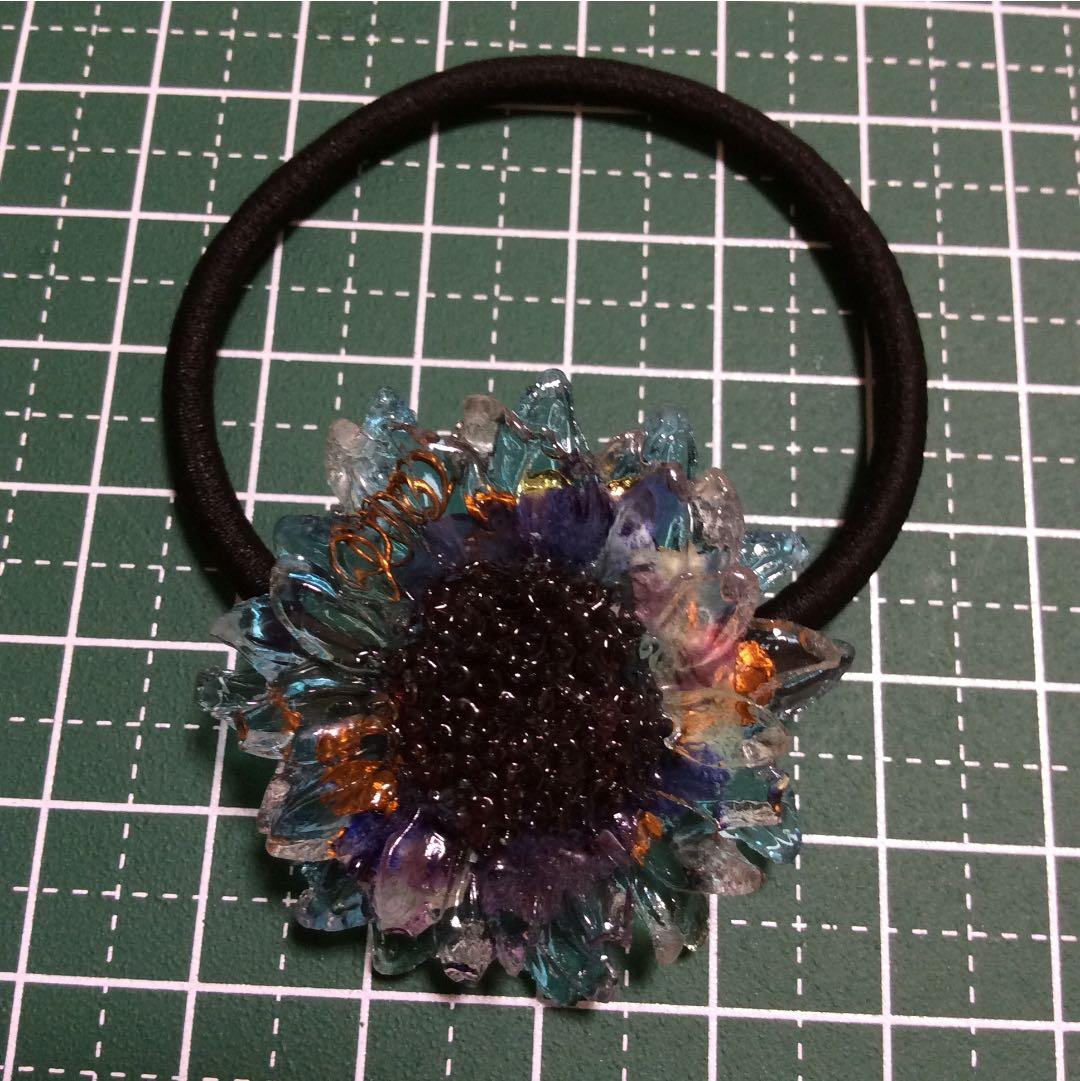 あyu-yu様オルゴナイト ☆邪気を避けて健康運アップ♪ひまわりヘアゴム