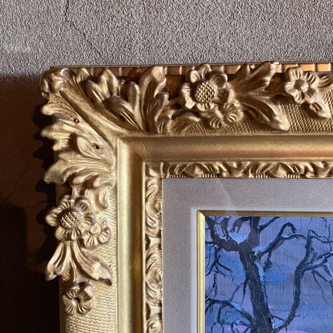 長森聰 「雪の田舎町」1973年 油絵 油彩画 サイン入り　25.2.20-2