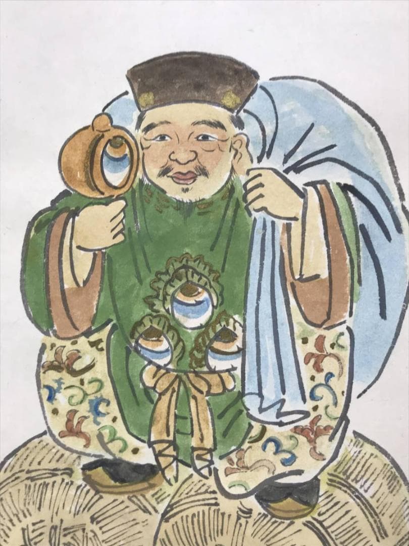 【真作】松田忠一/大黒天画賛/大黒図/掛軸/名家伝来/AC-172