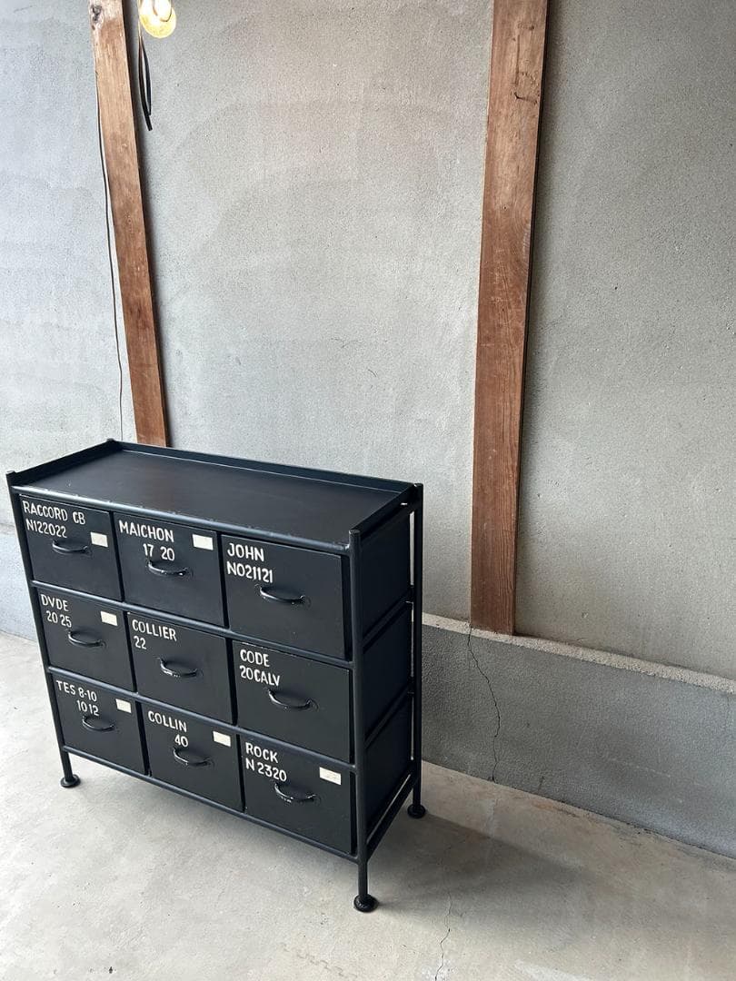 アイアン金属シェルフ/チェスト/ブラック