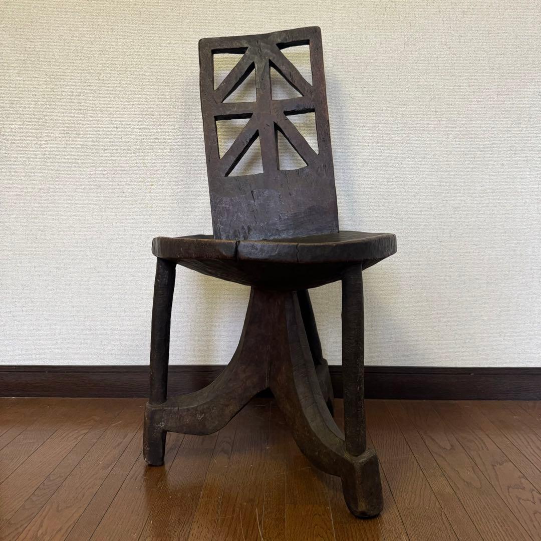 エチオピア ワレガ 椅子 チェアー アフリカ 古道具 ビンテージ 民芸 骨董
