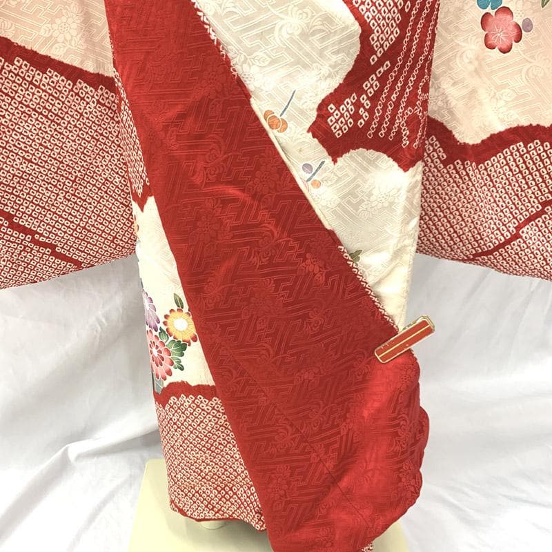 508ag37■七五三 七歳 女児 絞り染 着物&袋帯&長襦袢 ■状態良好