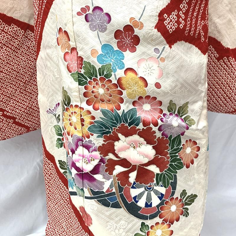 508ag37■七五三 七歳 女児 絞り染 着物&袋帯&長襦袢 ■状態良好