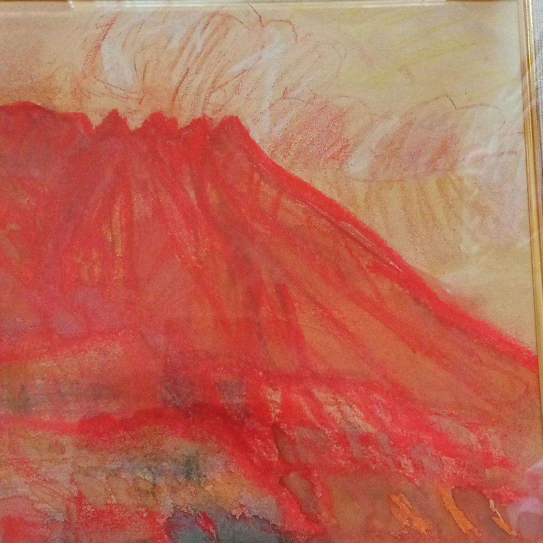 【真作 ・最晩年　 代表作 ： 桜島噴煙】伊谷賢蔵　　(伊谷レッド)