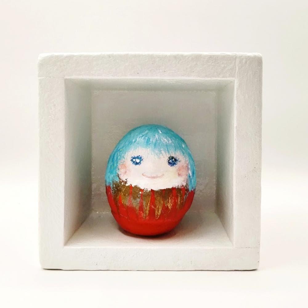 内野隆文　だるま姫　オブジェ　立体作品　彫刻　達磨・一合枡　可愛い　古道具