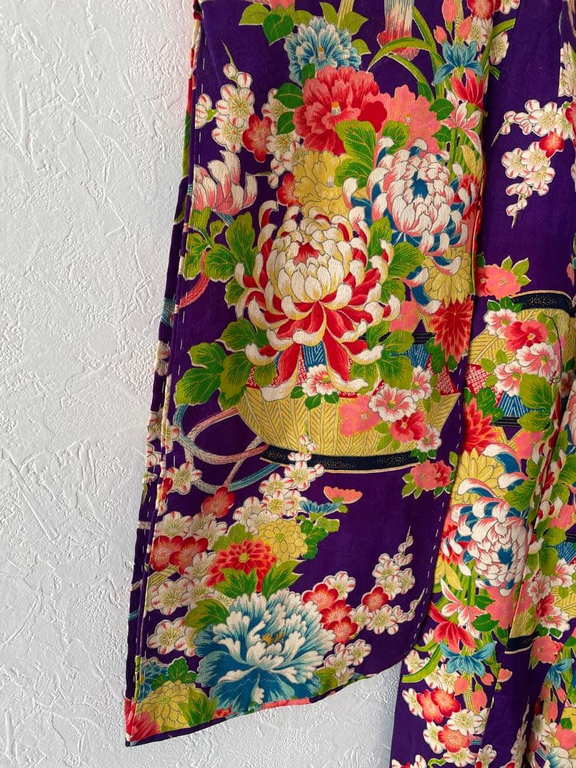 七五三　2歳３歳　正絹アンティークお着物セット　ふわふわチュール