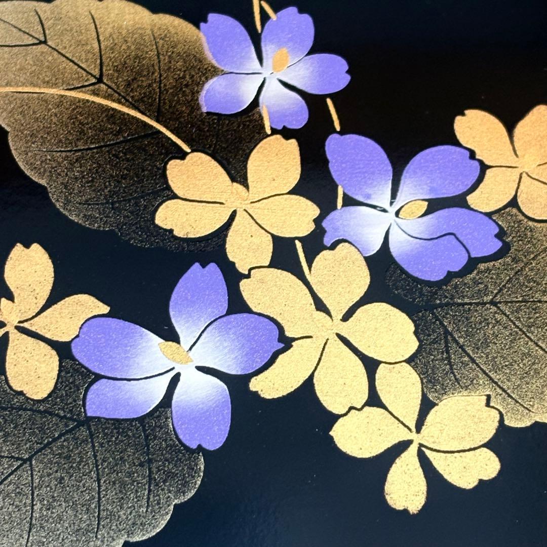 山中漆器 鳥居ユキ 蒔絵 漆塗 お盆 角盆 小物入れ 2枚セット 新品未