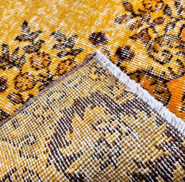 トルコ製ヴィンテージラグ775 マスタードイエロー オレンジ オーバー