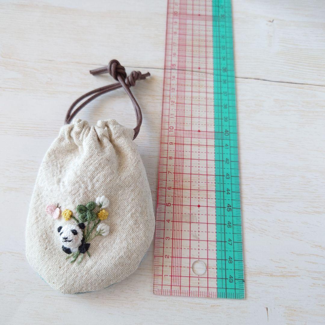 ちっちゃな巾着サシェ/詰替えタイプ【パンダとシロツメクサ】