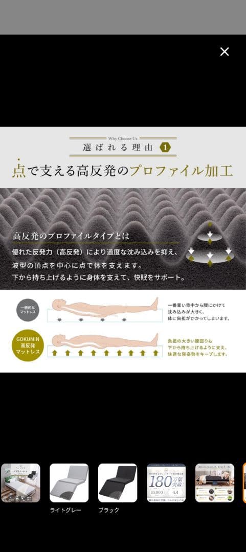 ロイヤルミルク (新品未使用)GOKUMIN マットレス 高反発