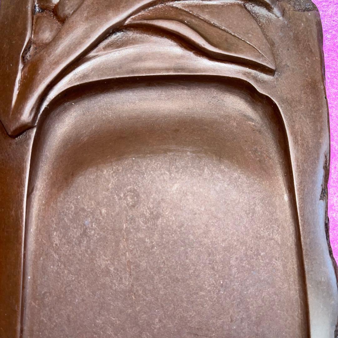 ⭕️赤間硯　実葉彫刻入り　玉池堂　華泉　木村保一　彫刻美しい女性好み作品