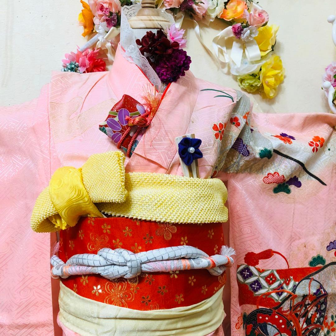 7歳完全フルセット⭐︎可愛いピンク系⭐︎ 太鼓花々金彩煌びやか際立つ逸品