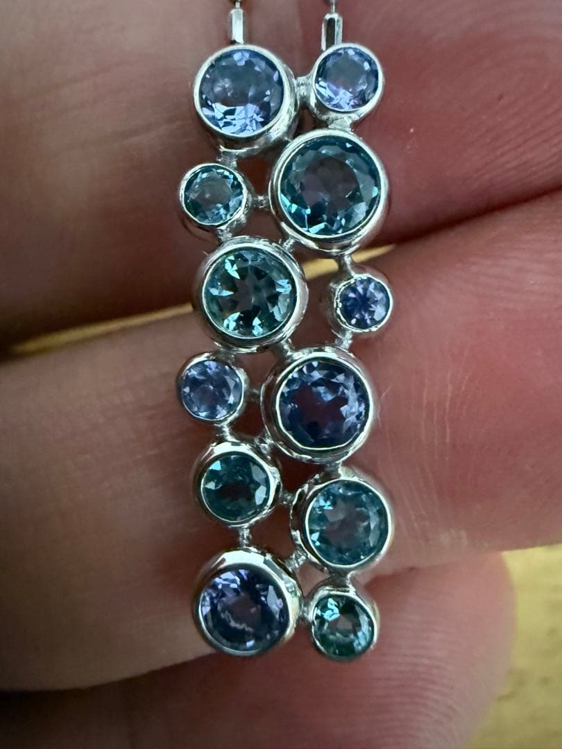 売り切り特価❣️k18 WG アクアマリン　タンザナイト入りネックレス