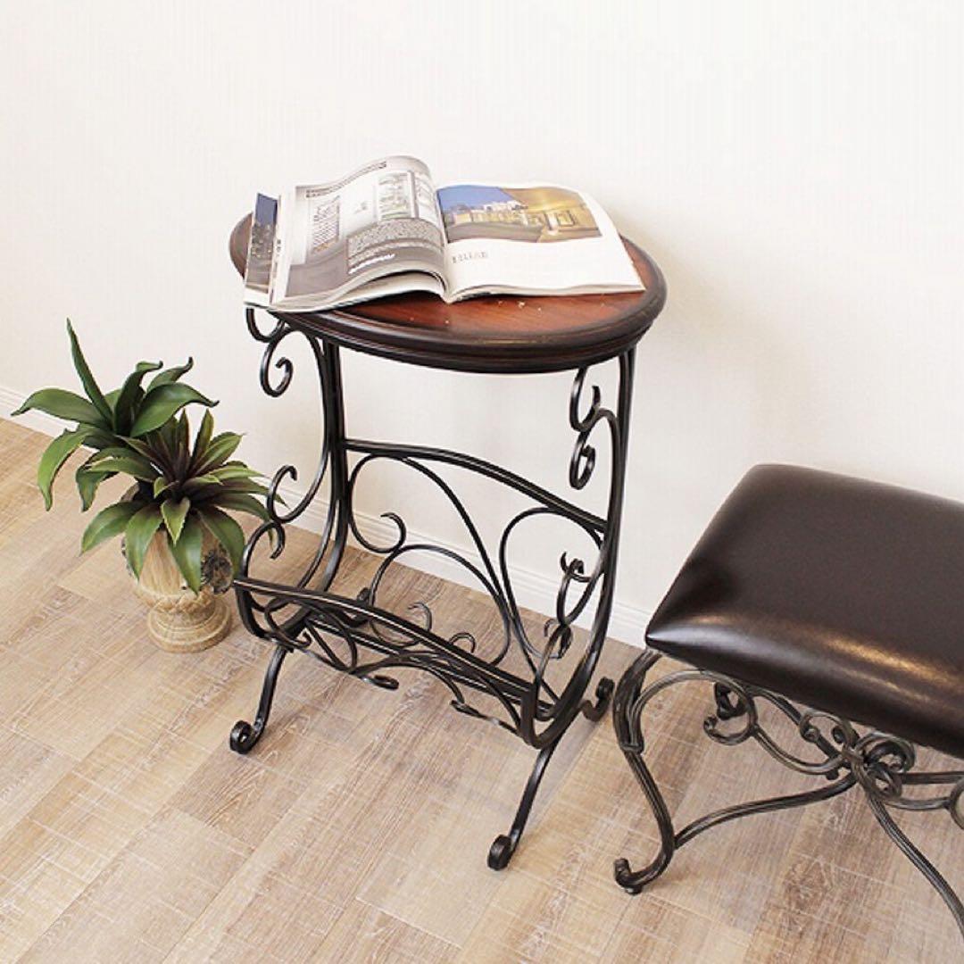 アンティーク調 マガジンラック テーブル