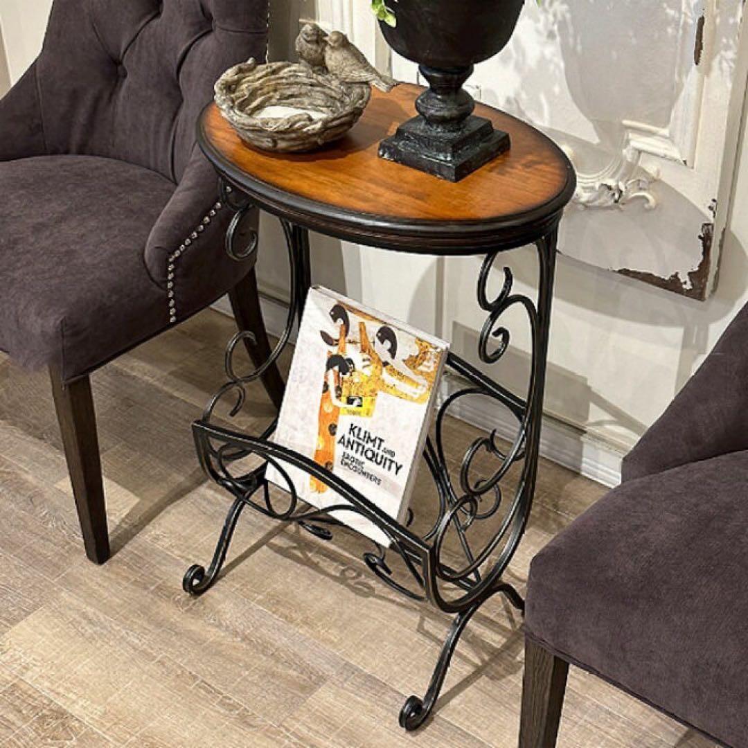 アンティーク調 マガジンラック テーブル