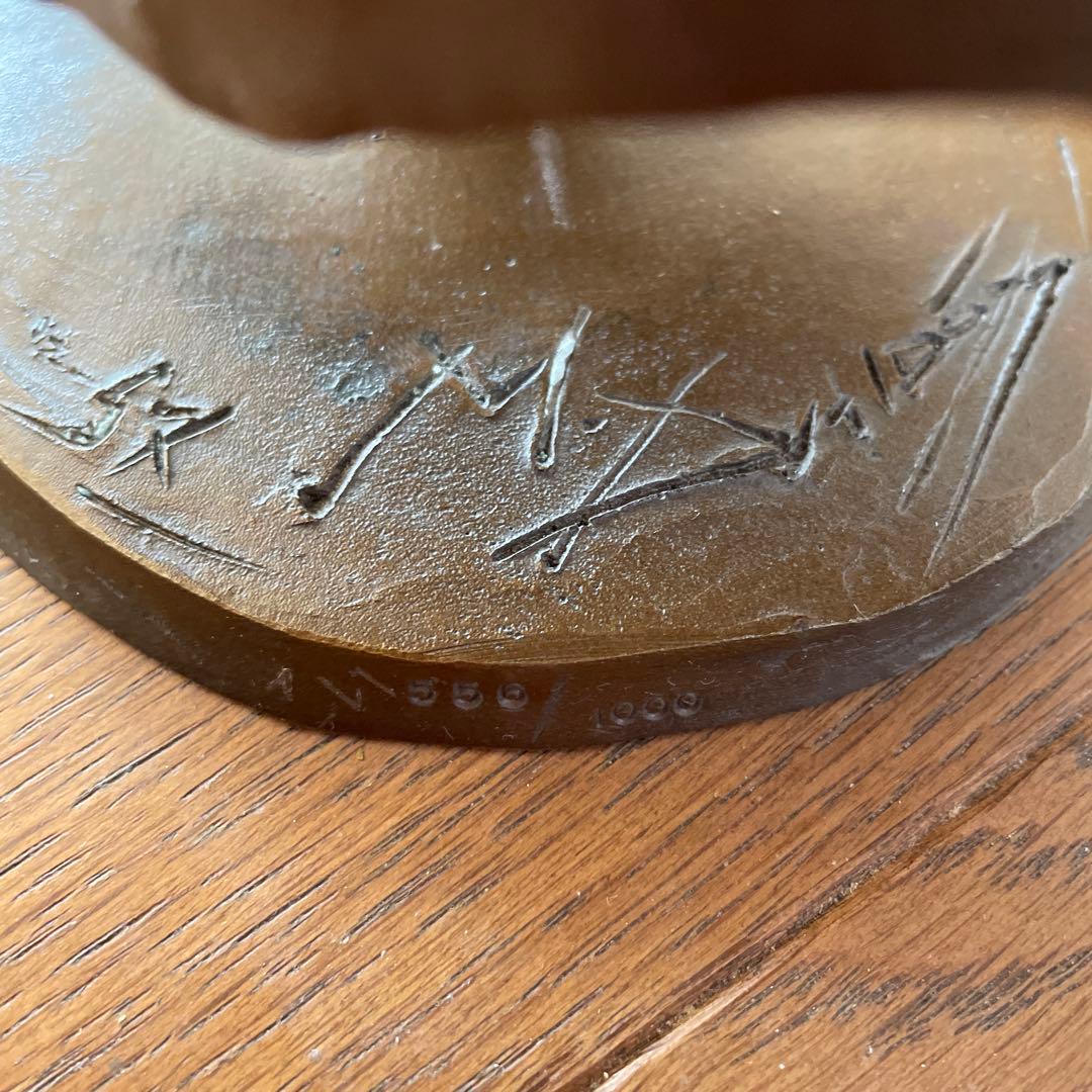 大道寺光弘　藍風の色　ブロンズ製女性像 帽子付き 約40㌢