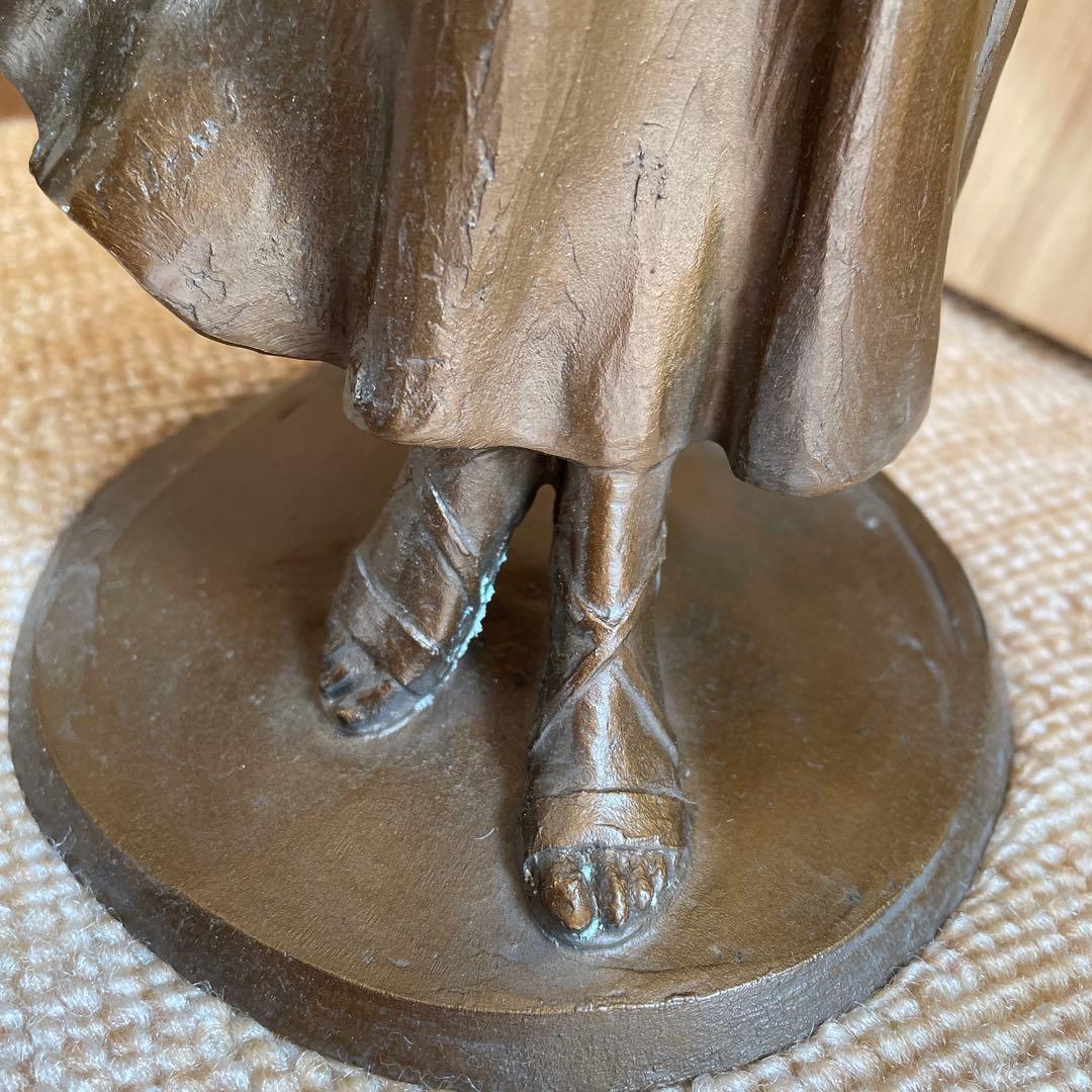 大道寺光弘　藍風の色　ブロンズ製女性像 帽子付き 約40㌢