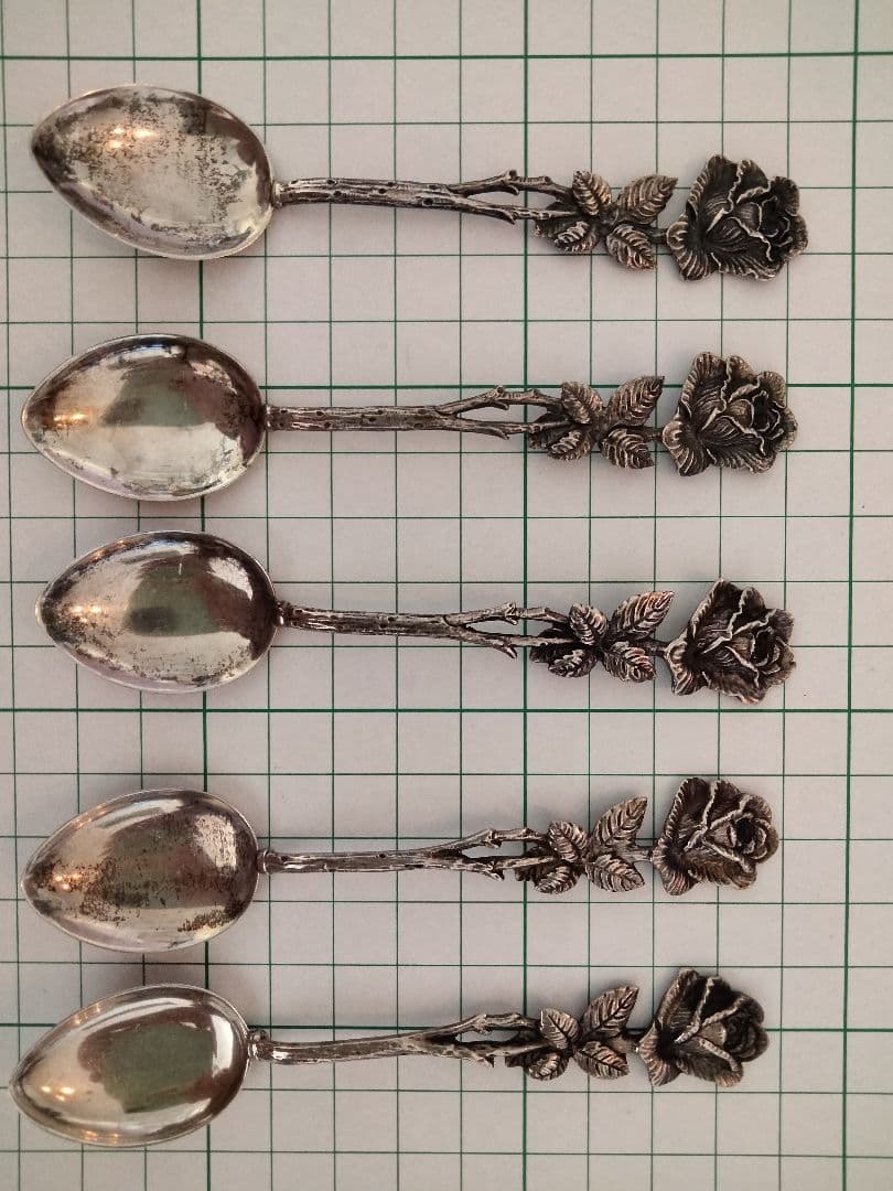 最終価格。ヒルデスハイムの薔薇デザートスプーン、ティースプーン