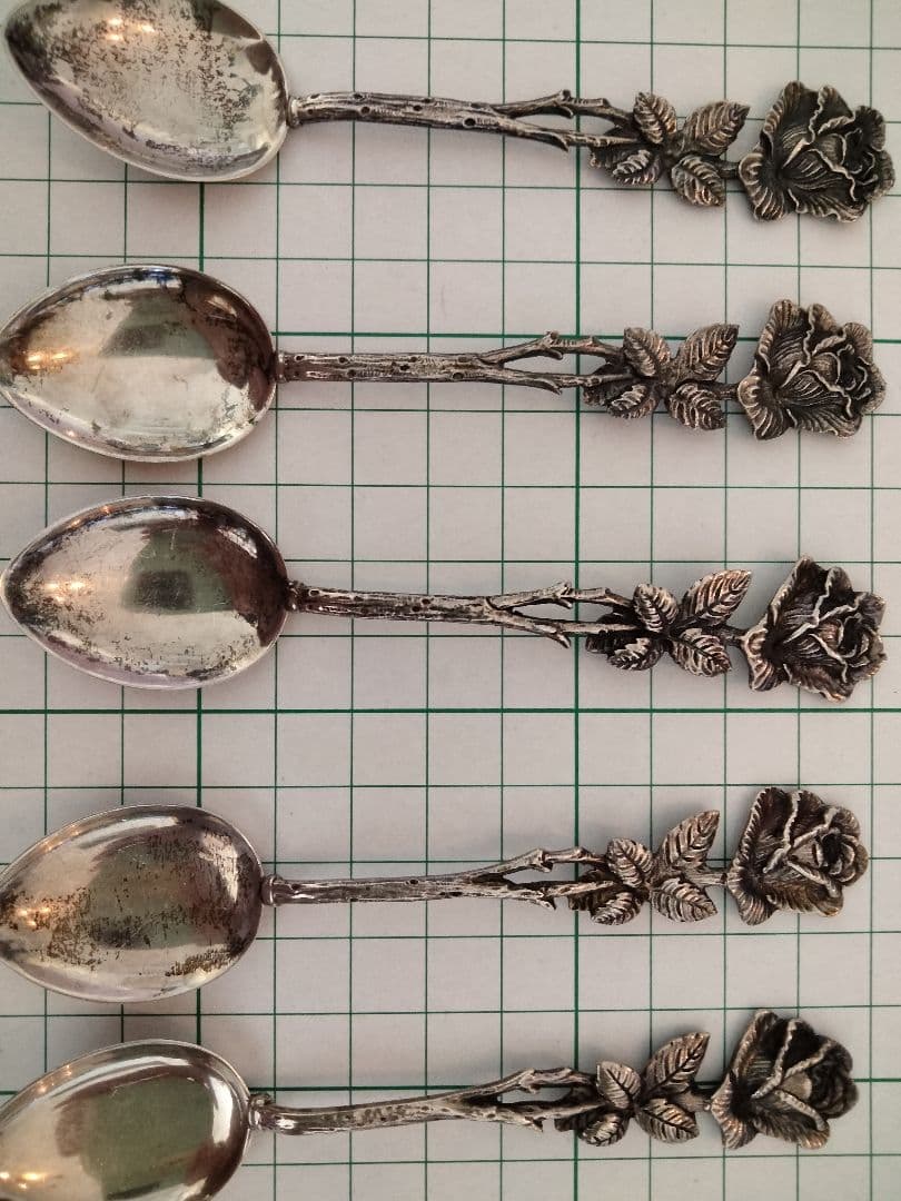 最終価格。ヒルデスハイムの薔薇デザートスプーン、ティースプーン