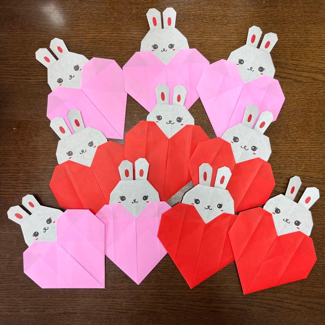 ハート うさぎ バレンタイン ホワイトデー 折り紙 壁面飾り - メルカリ