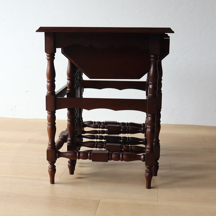 ネストテーブル 折りたたみ式八角テーブル付角茶テーブル 木製 無垢材