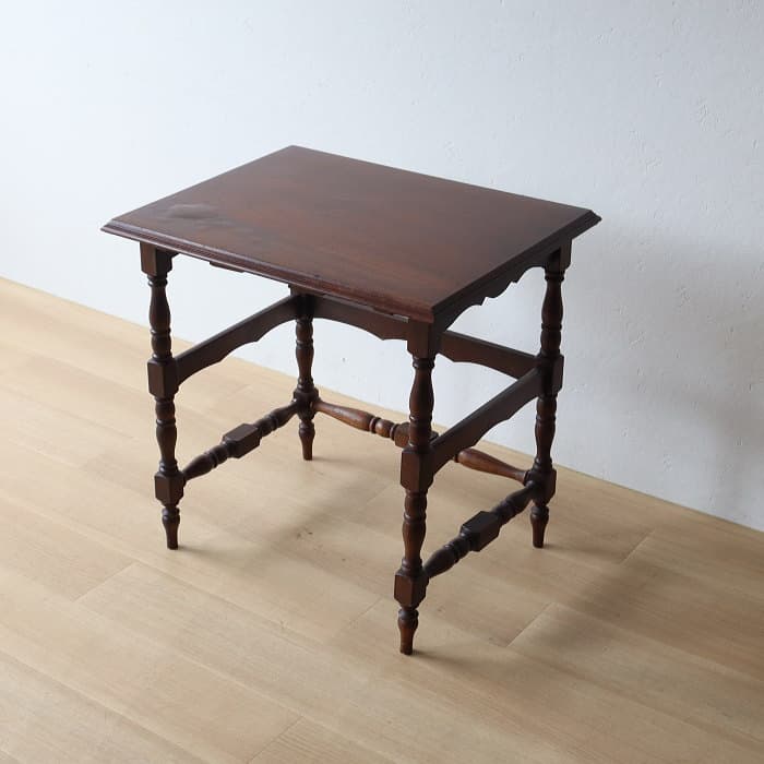 ネストテーブル 折りたたみ式八角テーブル付角茶テーブル 木製 無垢材