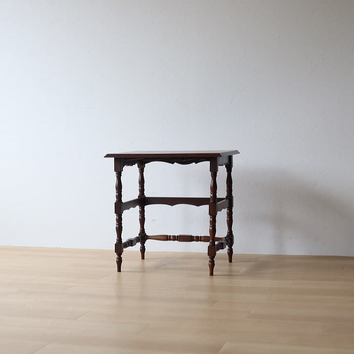 ネストテーブル 折りたたみ式八角テーブル付角茶テーブル 木製 無垢材