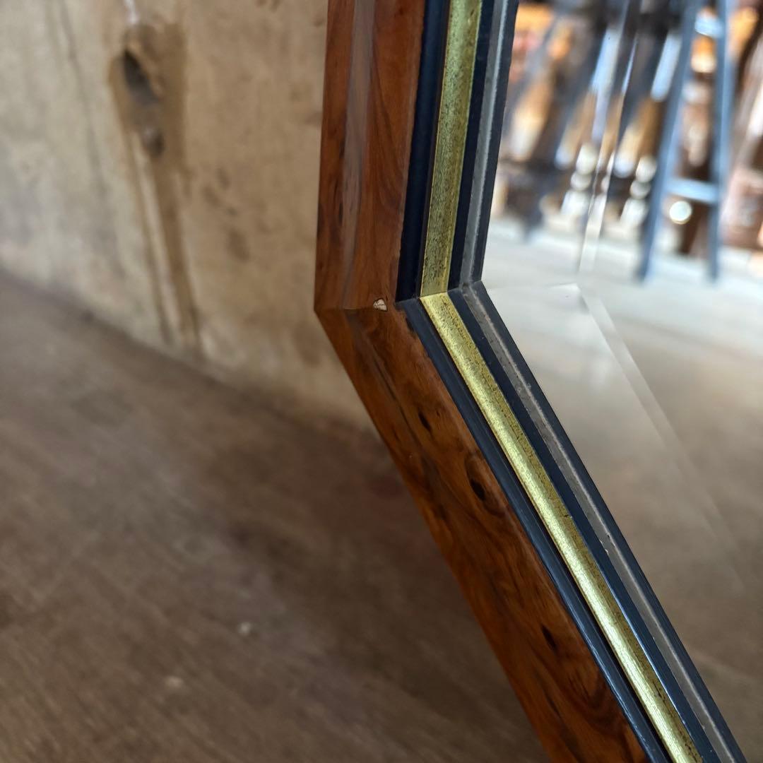 イタリア製　ウォールミラー　八角形　マーブル柄