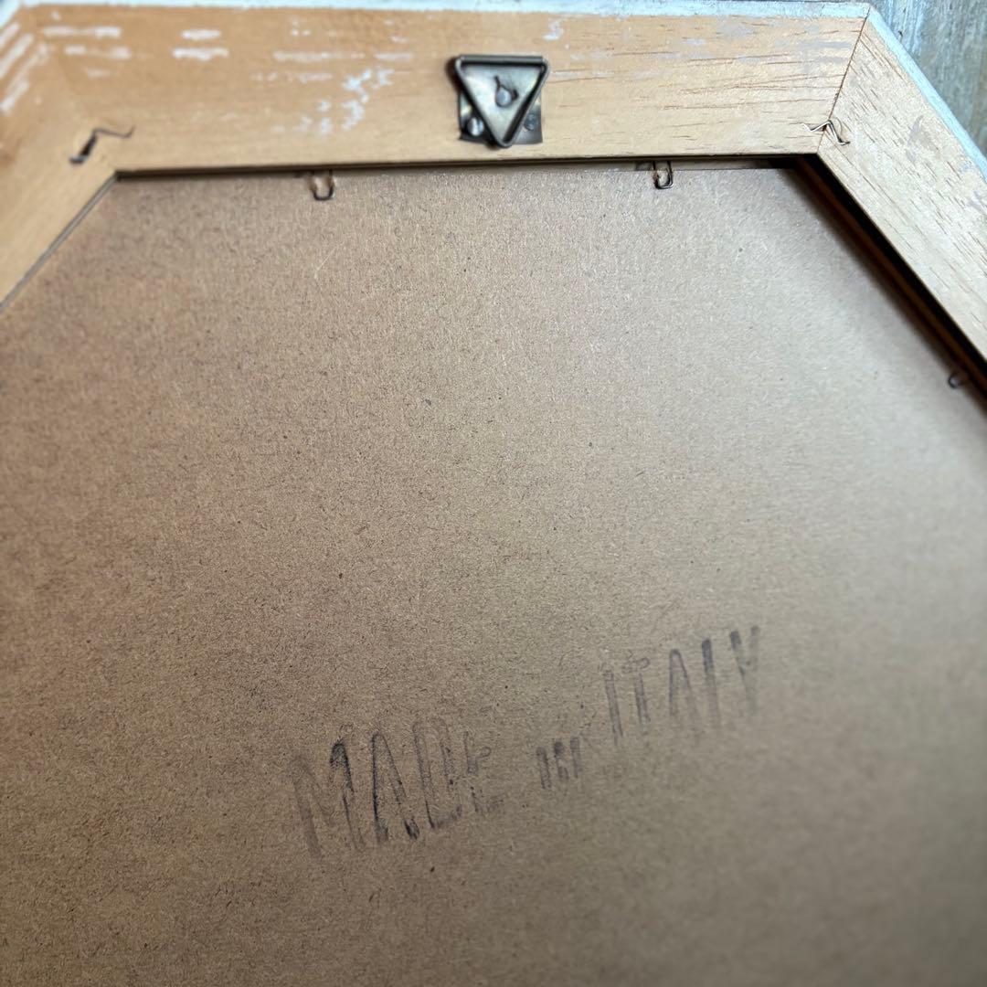 イタリア製　ウォールミラー　八角形　マーブル柄