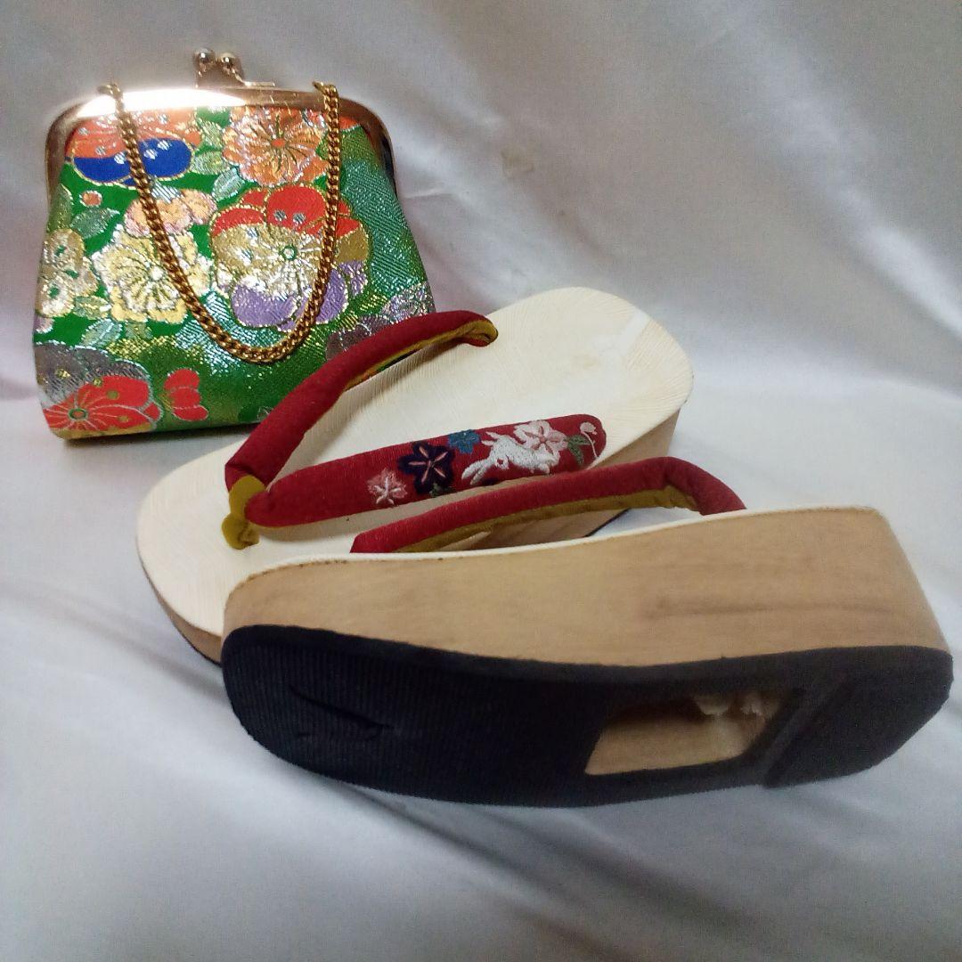 七五三　七歳着物　作り帯　帯揚げ　志古貴　はこせこセット　和装小物　バッグと下駄