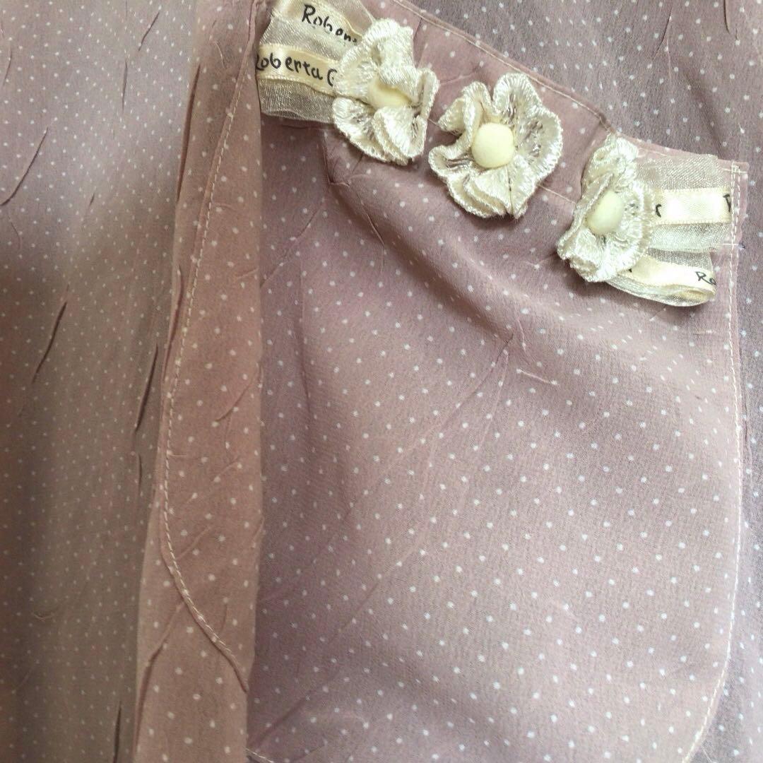 ロベルタガンドルフィ 新品未使用 お花リボン 人気ピンク割烹着やアウター