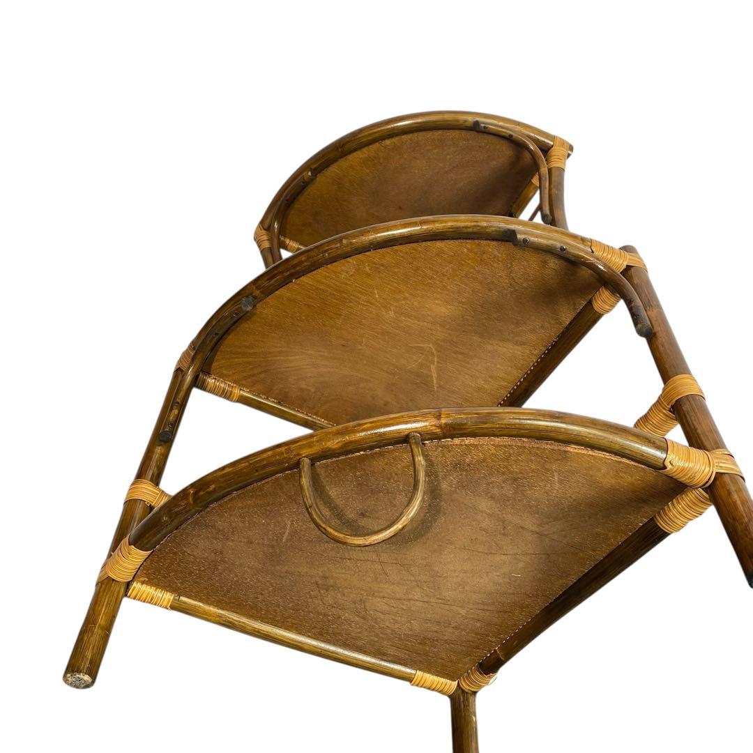 3段ラタンシェルフ 籐のコーナーラック 籐家具 ラタン家具 ラタン棚