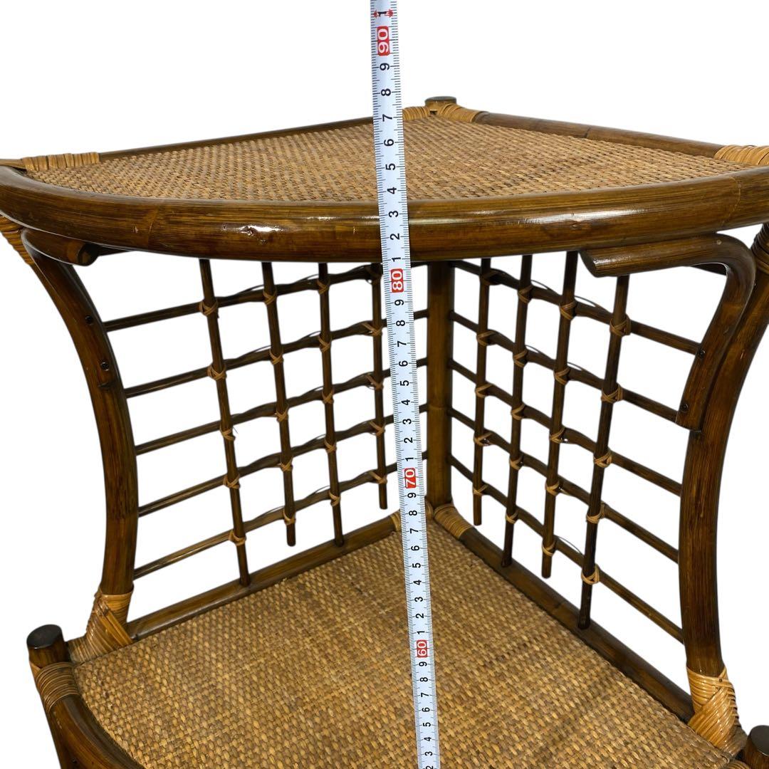 3段ラタンシェルフ 籐のコーナーラック 籐家具 ラタン家具 ラタン棚